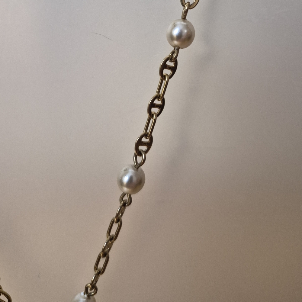 Reimagined Goldtone Pearl Drop Necklace - Picture 6 of 9